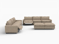 8 Piece Khaki Linen Full Leg Rest Sofa Sets 6 Seater with 2 Ottomans 2