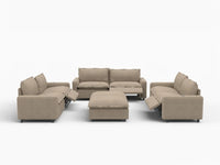 8 Piece Khaki Linen Power Motion Seat Sofa Sets 6 Seater with 2 Ottomans 2