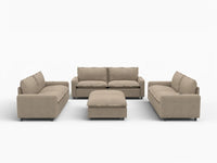 8 Piece Khaki Linen Power Motion Seat Sofa Sets 6 Seater with 2 Ottomans 3