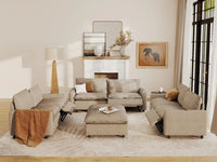 8 Piece Khaki Linen Power Motion Seat Sofa Sets 6 Seater with 2 Ottomans 7