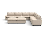 Modular Cero Power Recliner Sofa Set for Living Room | 8-Piece Beige Linen Open Plan Sofa Sets 6-Seater with 2-Ottomans
