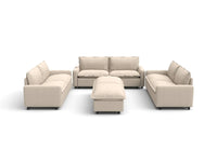 Modular Cero Reclining Sectionals | 8-Piece Beige Linen Open Plan Sofa Sets 6-Seater with 2-Ottomans