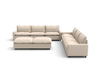 Modular Cero Modular Sectionals | 8-Piece Beige Linen Open Plan Sofa Sets 6-Seater with 2-Ottomans