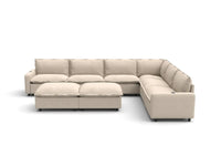 Modular Cero Living Room Sofa Set Recliner | 8-Piece Beige Linen Open Plan Sofa Sets 6-Seater with 2-Ottomans
