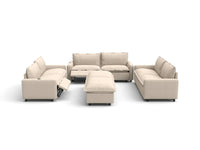 Modular Cero Reclining Sectionals | 8-Piece Beige Linen Open Plan Sofa Sets 6-Seater with 2-Ottomans