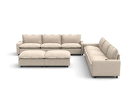 Modular Cero Sofa and Recliner Set Sale | 8-Piece Beige Linen Open Plan Sofa Sets 6-Seater with 2-Ottomans