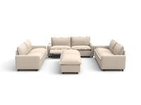 Modular Cero Reclining Sectionals | 8-Piece Beige Linen Open Plan Sofa Sets 6-Seater with 2-Ottomans