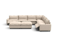 Modular Cero Living Room Sofa Set Recliner | 8-Piece Beige Linen Open Plan Sofa Sets 6-Seater with 2-Ottomans