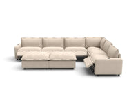 Modular Cero Reclining Sectionals | 8-Piece Beige Linen Open Plan Sofa Sets 6-Seater with 2-Ottomans