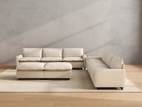 Modular Cero Modular Sectionals | 8-Piece Beige Linen Open Plan Sofa Sets 6-Seater with 2-Ottomans