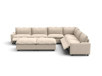 Modular Cero Reclining Sectionals | 8-Piece Beige Linen Open Plan Sofa Sets 6-Seater with 2-Ottomans