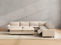 Modular Cero Living Room Sofa Set Recliner | 8-Piece Beige Linen Open Plan Sofa Sets 6-Seater with 2-Ottomans