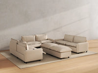 Modular Cero Reclining Sectionals | 8-Piece Beige Linen Open Plan Sofa Sets 6-Seater with 2-Ottomans