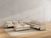 Modular Cero Sofa and Recliner Set Sale | 8-Piece Beige Linen Open Plan Sofa Sets 6-Seater with 2-Ottomans