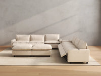 Modular Cero Reclining Sectionals | 8-Piece Beige Linen Open Plan Sofa Sets 6-Seater with 2-Ottomans