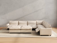 Modular Cero Reclining Sectionals | 8-Piece Beige Linen Open Plan Sofa Sets 6-Seater with 2-Ottomans