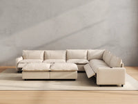 Modular Cero Reclining Sectionals | 8-Piece Beige Linen Open Plan Sofa Sets 6-Seater with 2-Ottomans