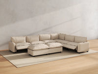 Modular Cero Reclining Sectionals | 8-Piece Beige Linen Open Plan Sofa Sets 6-Seater with 2-Ottomans