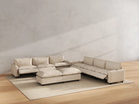 Modular Cero Reclining Sectionals | 8-Piece Beige Linen Open Plan Sofa Sets 6-Seater with 2-Ottomans