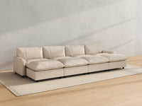 Modular Cero Modular Sectionals | 8-Piece Beige Linen Open Space Pit Sectionals 4-Seater with 4-Ottomans