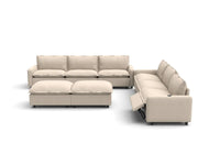 Modular Cero Reclining Sectionals | 8-Piece Beige Linen Open Space Sofa Sets 6-Seater with 2-Ottomans