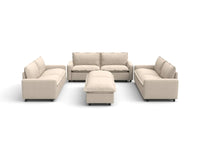 Modular Cero Modular Sectionals | 8-Piece Beige Linen Open Space Sofa Sets 6-Seater with 2-Ottomans