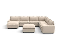 Modular Cero Modular Sectionals | 8-Piece Beige Linen Open Space Sofa Sets 6-Seater with 2-Ottomans