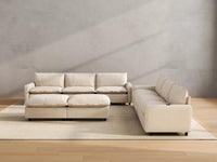 Modular Cero Reclining Sectionals | 8-Piece Beige Linen Open Space Sofa Sets 6-Seater with 2-Ottomans