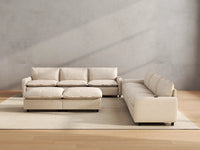 Modular Cero Reclining Sectionals | 8-Piece Beige Linen Open Space Sofa Sets 6-Seater with 2-Ottomans