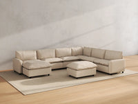 Modular Cero Modular Sectionals | 8-Piece Beige Linen Open Space Sofa Sets 6-Seater with 2-Ottomans
