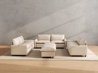 Modular Cero Reclining Sectionals | 8-Piece Beige Linen Open Space Sofa Sets 6-Seater with 2-Ottomans
