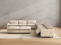 Modular Cero Reclining Sectionals | 8-Piece Beige Linen Open Space Sofa Sets 6-Seater with 2-Ottomans