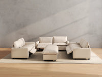Modular Cero Reclining Sectionals | 8-Piece Beige Linen Open Space Sofa Sets 6-Seater with 2-Ottomans