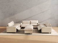 Modular Cero Reclining Sectionals | 8-Piece Beige Linen Open Space Sofa Sets 6-Seater with 2-Ottomans
