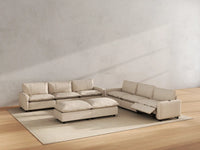 Modular Cero Reclining Sectionals | 8-Piece Beige Linen Open Space Sofa Sets 6-Seater with 2-Ottomans