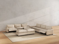 Modular Cero Reclining Sectionals | 8-Piece Beige Linen Open Space Sofa Sets 6-Seater with 2-Ottomans