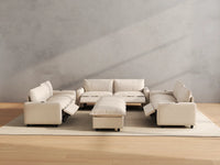 Modular Cero Reclining Sectionals | 8-Piece Beige Linen Open Space Sofa Sets 6-Seater with 2-Ottomans