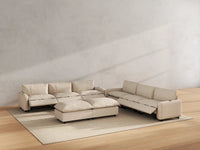 Modular Cero Power Reclining Sofa Set on Sale | 8-Piece Beige Linen Open Space Sofa Sets 6-Seater with 2-Ottomans