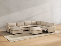Modular Cero Sofa Recliner Set | 8-Piece Beige Linen Open Space Sofa Sets 6-Seater with 2-Ottomans