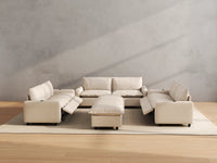Modular Cero Reclining Sectionals | 8-Piece Beige Linen Open Space Sofa Sets 6-Seater with 2-Ottomans