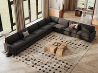 Modular Cero Modular Sectionals | 8-Piece Grey Linen Grand Estate V-Shaped Sectionals 8-Seater