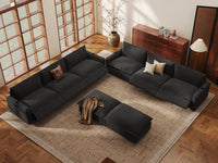 Modular Cero Reclining Sectionals | 8-Piece Grey Linen Open Plan Sofa Sets 6-Seater with 2-Ottomans