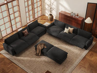 Modular Cero Reclining Sectionals | 8-Piece Grey Linen Open Plan Sofa Sets 6-Seater with 2-Ottomans
