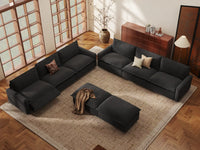 Modular Cero Reclining Sectionals | 8-Piece Grey Linen Open Plan Sofa Sets 6-Seater with 2-Ottomans