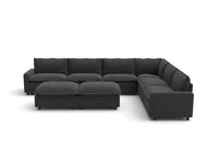 Modular Cero Reclining Sectionals | 8-Piece Grey Linen Open Plan Sofa Sets 6-Seater with 2-Ottomans