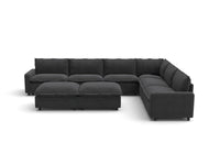 Modular Cero Reclining Sectionals | 8-Piece Grey Linen Open Plan Sofa Sets 6-Seater with 2-Ottomans