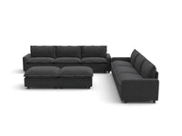 Modular Cero Reclining Sectionals | 8-Piece Grey Linen Open Plan Sofa Sets 6-Seater with 2-Ottomans