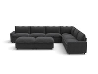 Modular Cero Reclining Sectionals | 8-Piece Grey Linen Open Plan Sofa Sets 6-Seater with 2-Ottomans