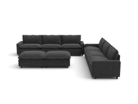 Modular Cero Reclining Sectionals | 8-Piece Grey Linen Open Plan Sofa Sets 6-Seater with 2-Ottomans