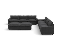 Modular Cero Modular Sectionals | 8-Piece Grey Linen Open Plan Sofa Sets 6-Seater with 2-Ottomans